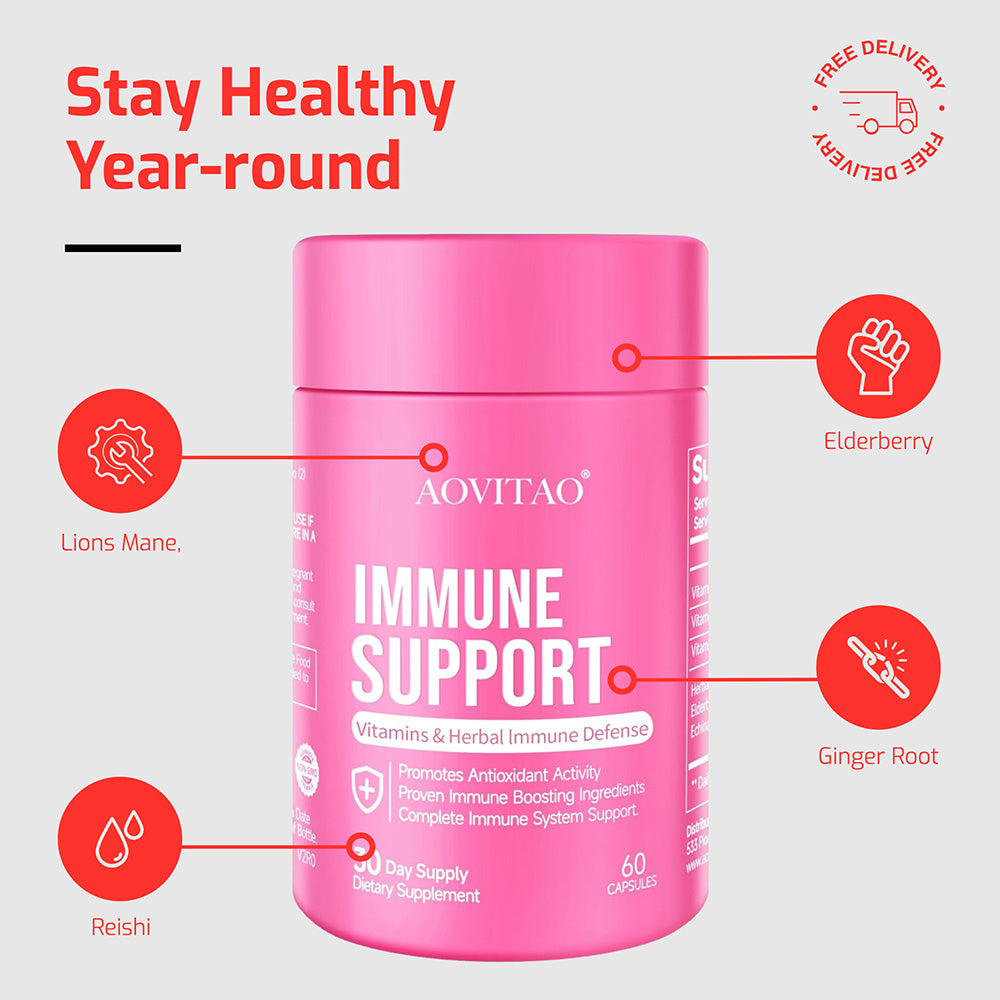 Natural Herbal Immune Defense Immunity Vitamins Supplement Booster And Mushroom Supplement With Lion's Mane, Reishi, Chaga, Cordyceps, Turkey Tail & More My Store