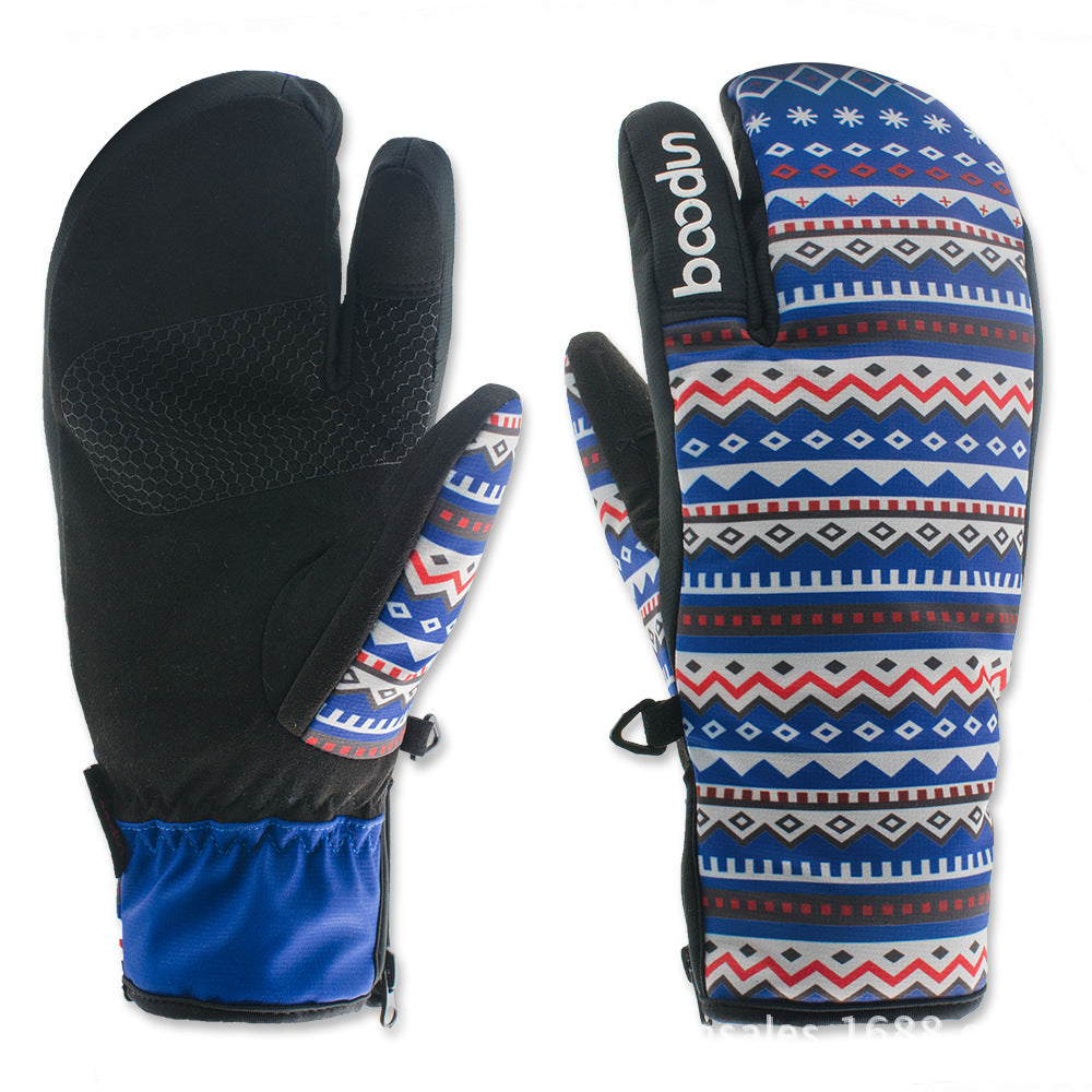 Ski gloves outdoor three-finger warm gloves My Store