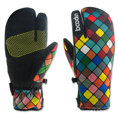 Ski gloves outdoor three-finger warm gloves My Store