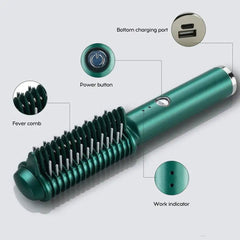 Dual-Purpose Electric Hair Comb for Curling & Straightening My Store