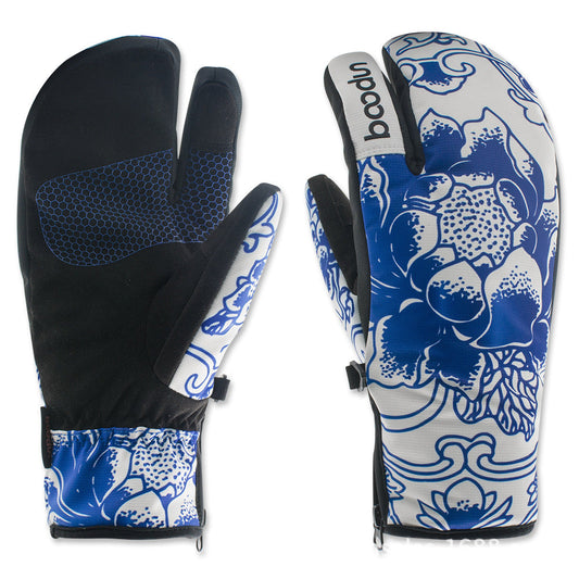 Ski gloves outdoor three-finger warm gloves My Store