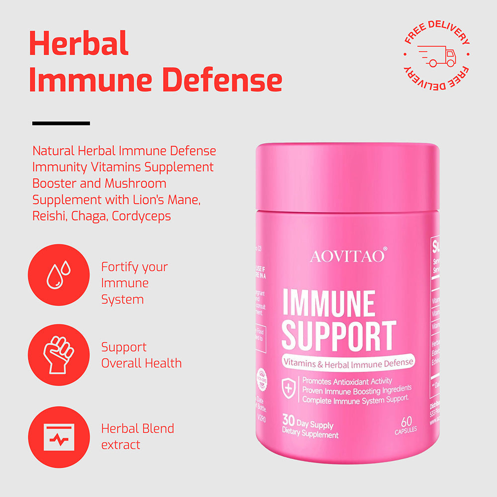 Natural Herbal Immune Defense Immunity Vitamins Supplement Booster And Mushroom Supplement With Lion's Mane, Reishi, Chaga, Cordyceps, Turkey Tail & More My Store